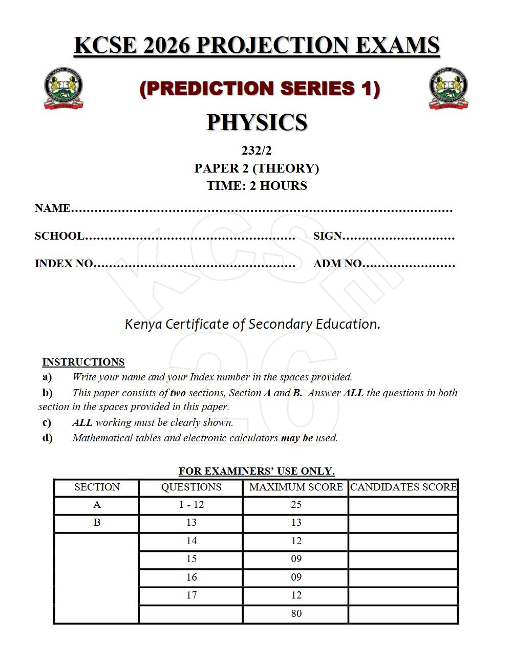 Thumbnail preview of Form 4 Physics Paper 2 KCSE Prediction 2026_16