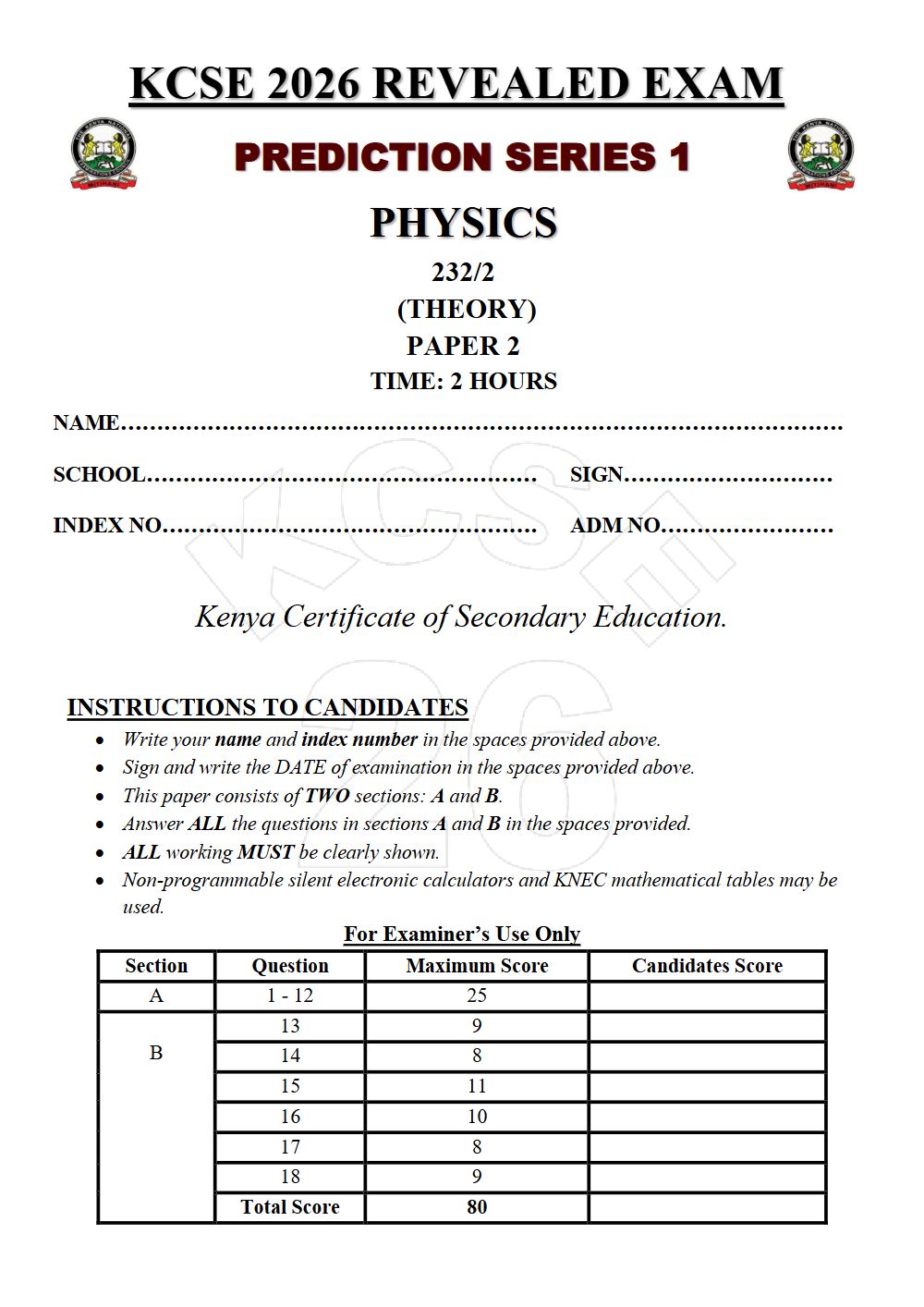 Thumbnail preview of Form 4 Physics Paper 2 KCSE Prediction 2026_17