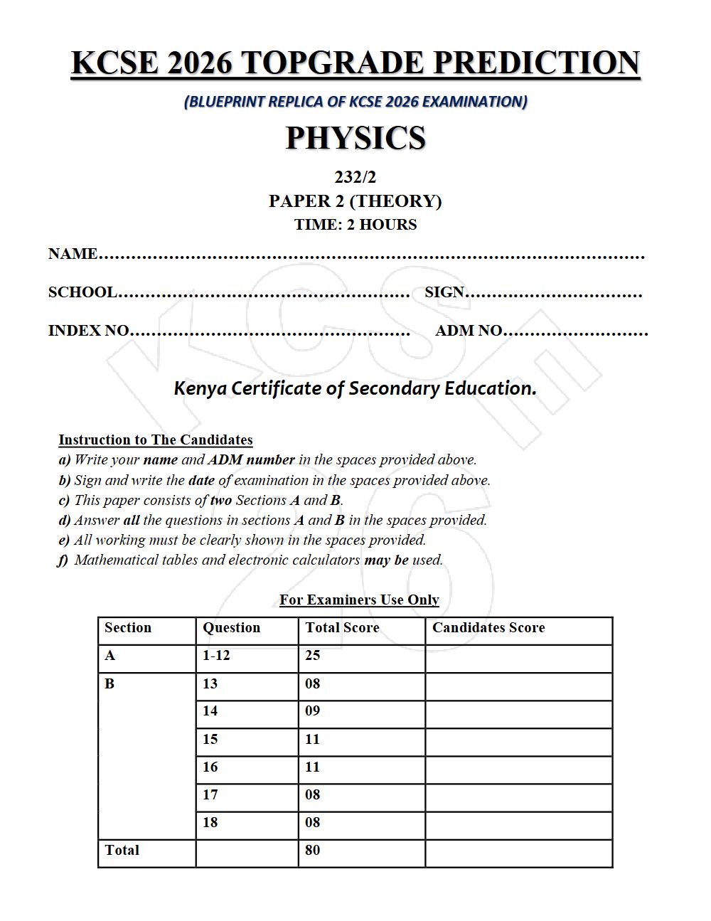 Thumbnail preview of Form 4 Physics Paper 2 KCSE Prediction 2026_20