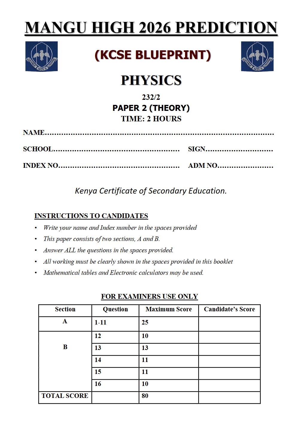 Thumbnail preview of Form 4 Physics Paper 2 KCSE Prediction 2026_21
