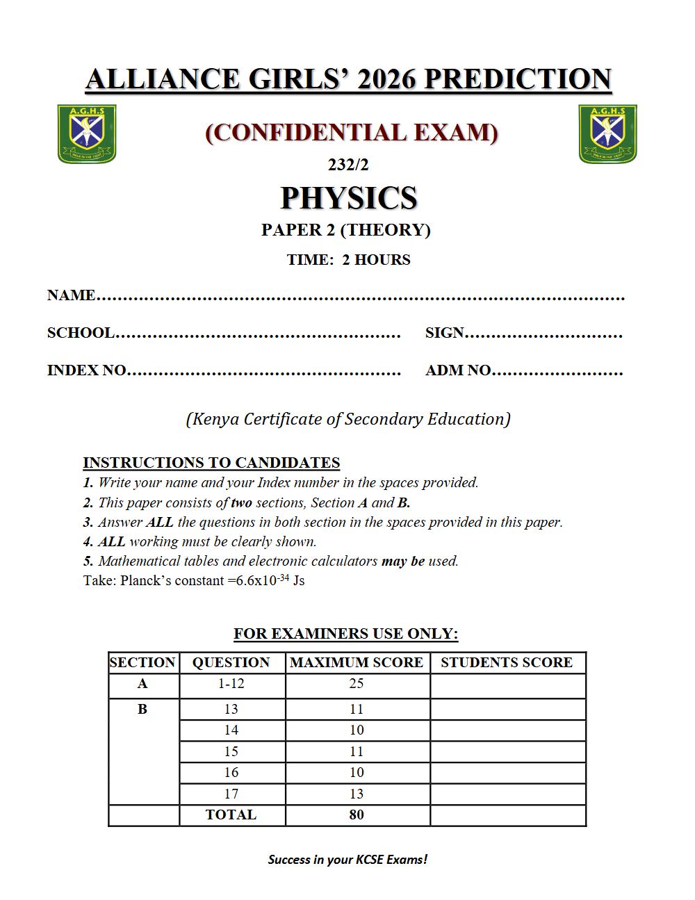 Thumbnail preview of Form 4 Physics Paper 2 KCSE Prediction 2026_6