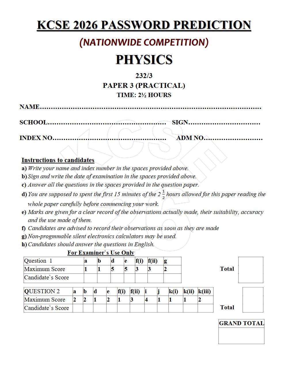 Thumbnail preview of Form 4 Physics Paper 3 KCSE Prediction 2026_13