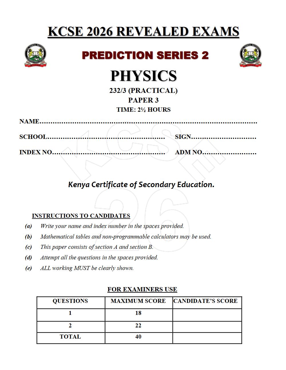 Thumbnail preview of Form 4 Physics Paper 3 KCSE Prediction 2026_18