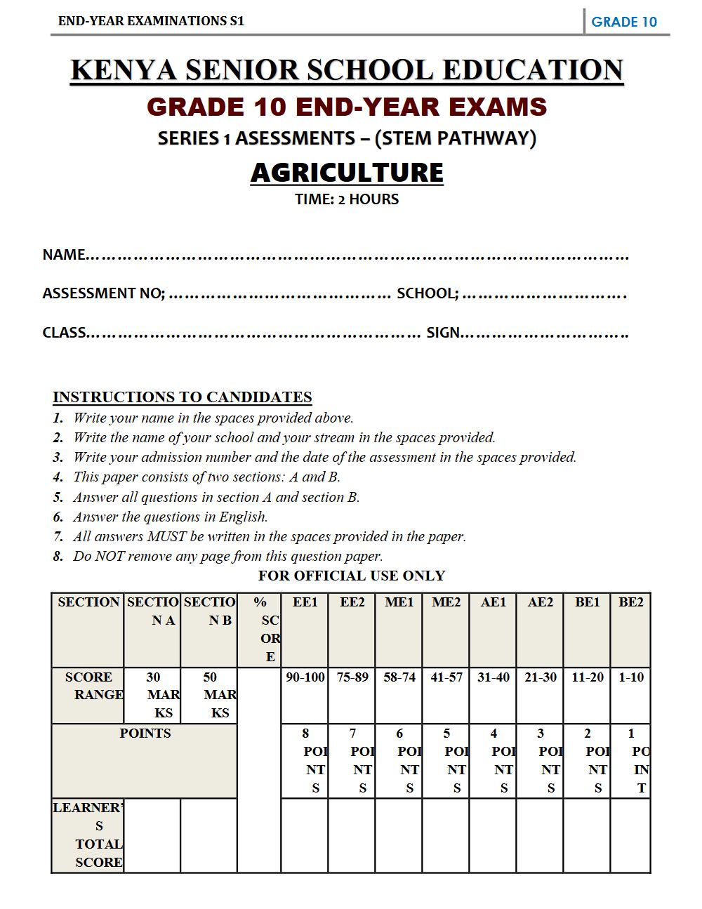 Thumbnail preview of Grade 10 Agriculture End Year Exam 1 2026_4