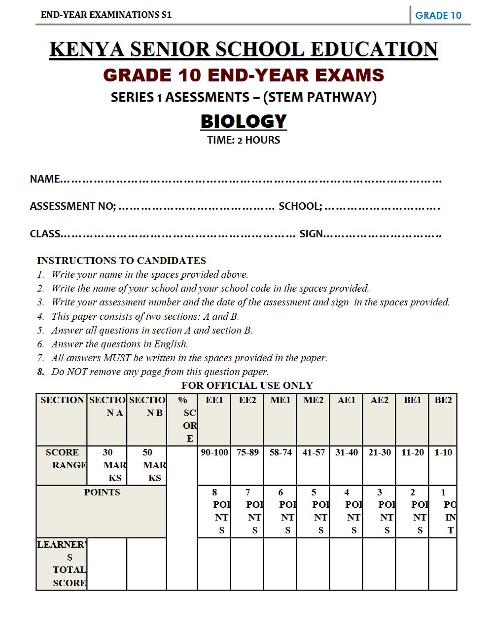 Thumbnail preview of Grade 10 Biology End Year Exam 1 2026_4