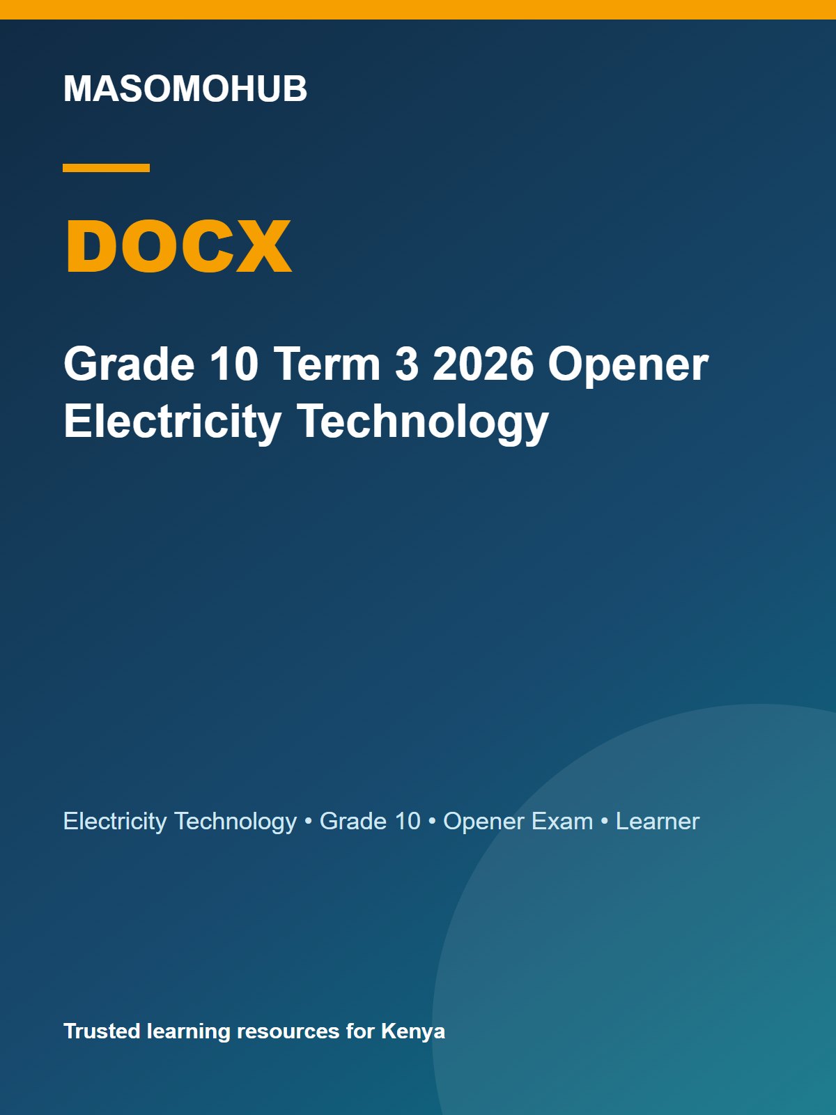 Thumbnail preview of Grade 10 Term 3 2026 Opener Electricity Technology