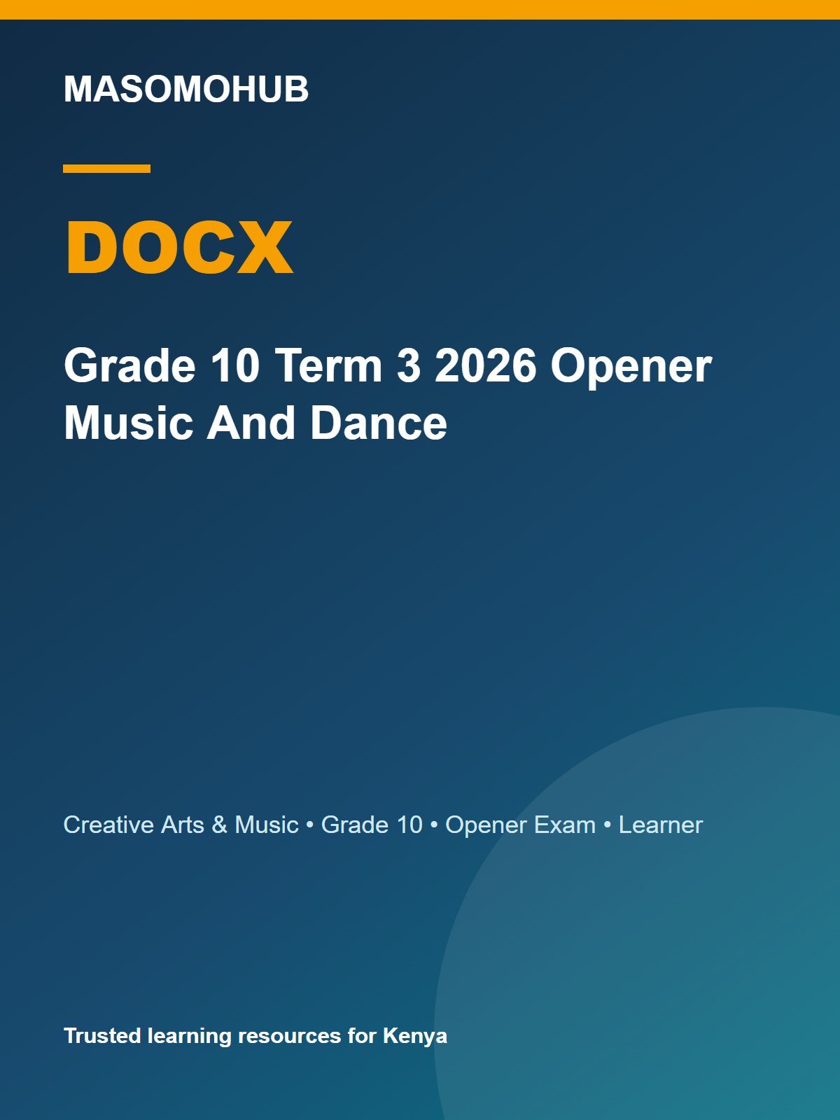 Thumbnail preview of Grade 10 Term 3 2026 Opener Music And Dance