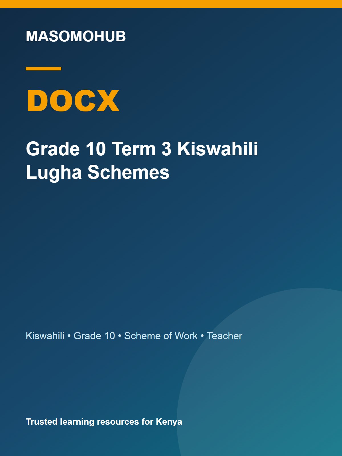 Thumbnail preview of Grade 10 Term 3 Kiswahili Lugha Schemes