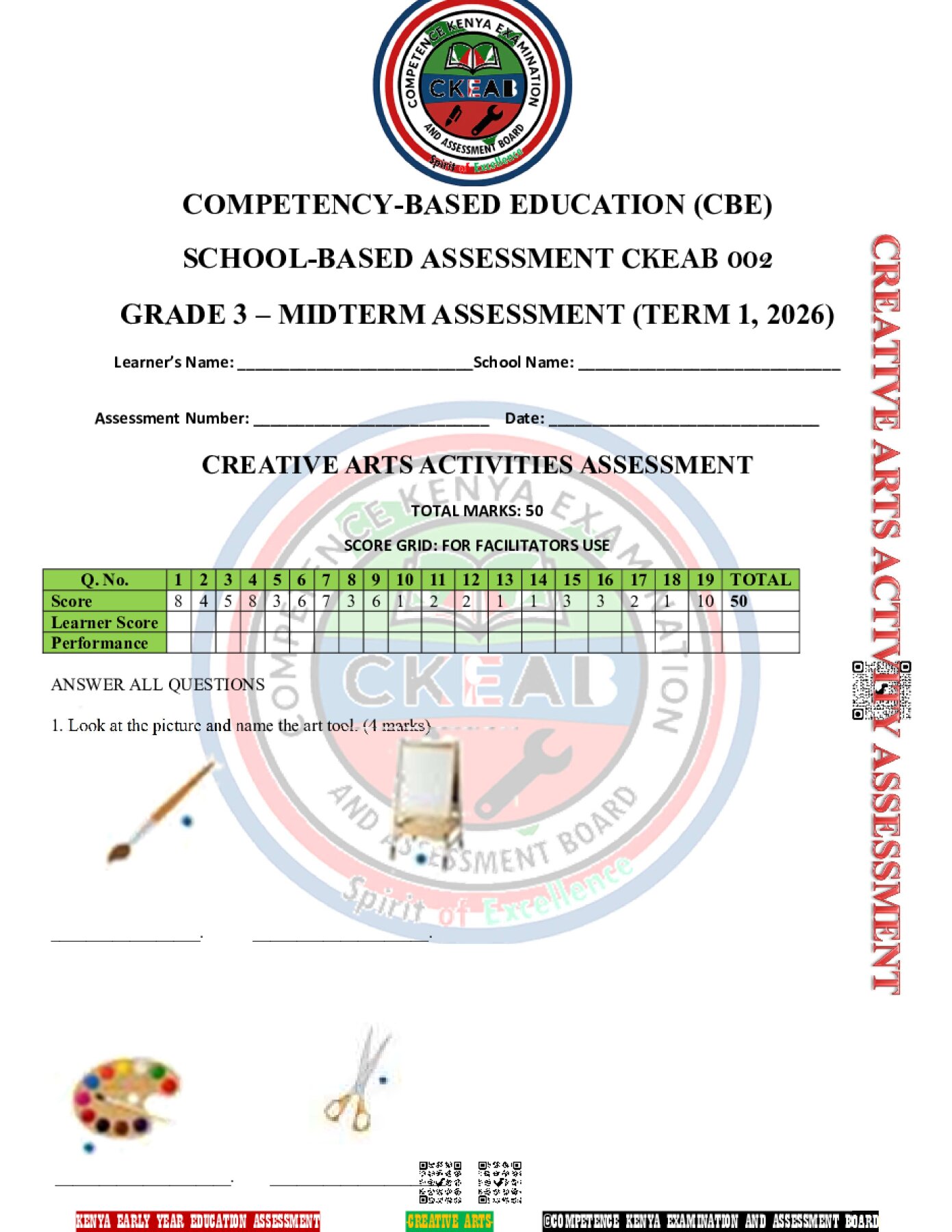 Thumbnail preview of GRADE 3 2026 Examinations Grade 3 2026 Exam Creative Arts  012
