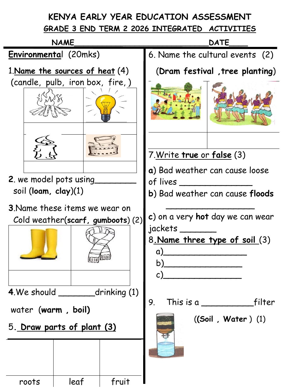 Thumbnail preview of Grade 3 Term 2 End Term Exam General 2026