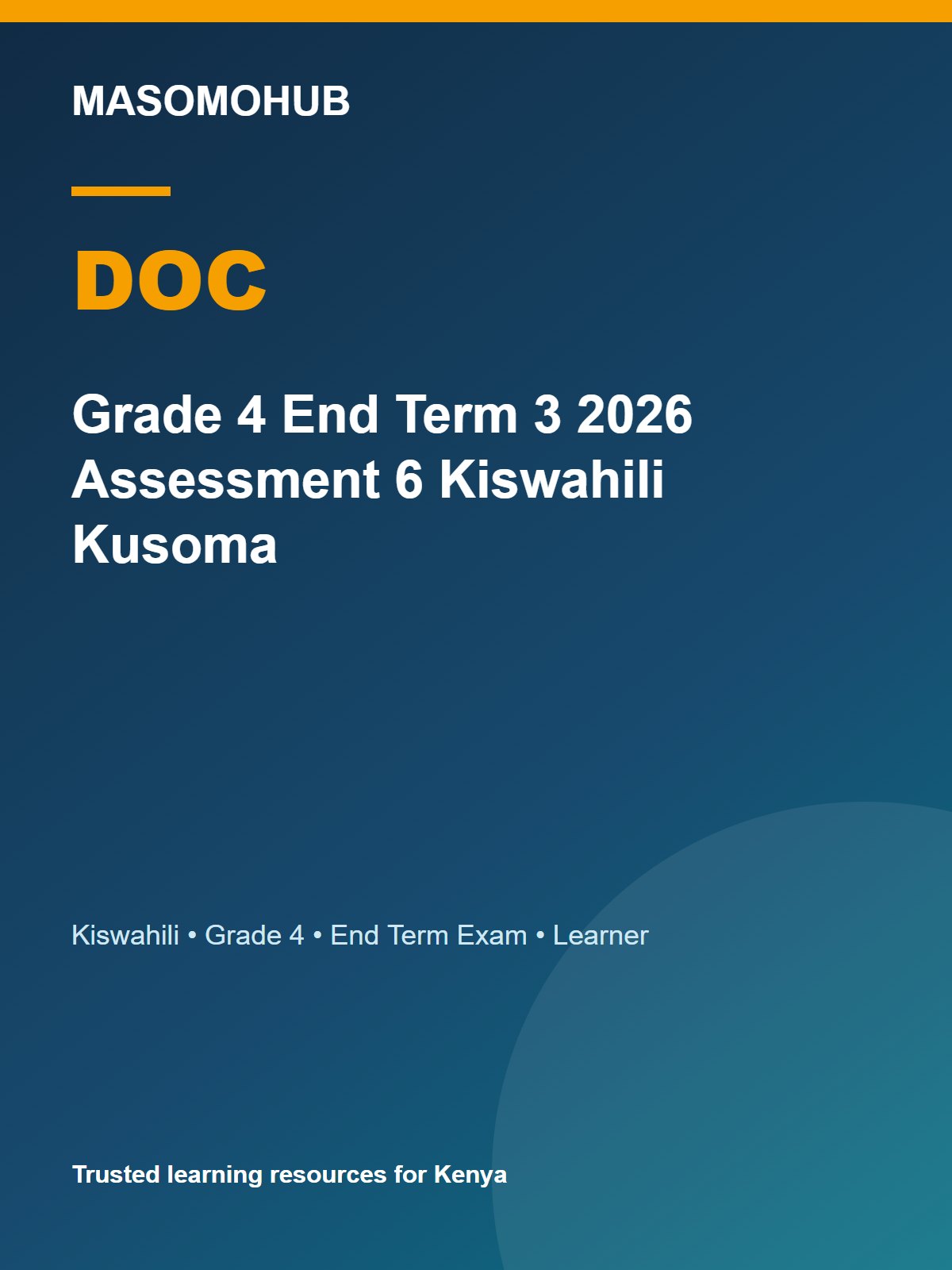 Thumbnail preview of Grade 4 End Term 3 2026 Assessment 6 Kiswahili Kusoma