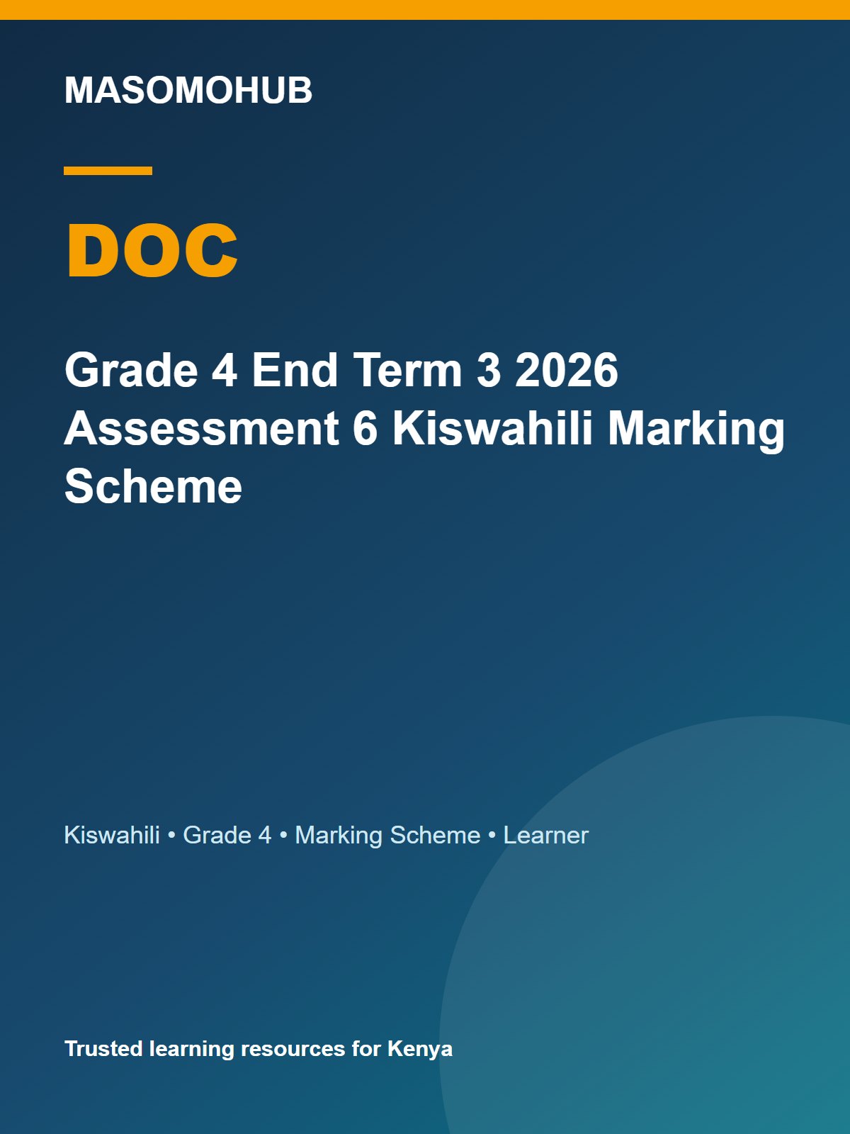 Thumbnail preview of Grade 4 End Term 3 2026 Assessment 6 Kiswahili Marking Scheme
