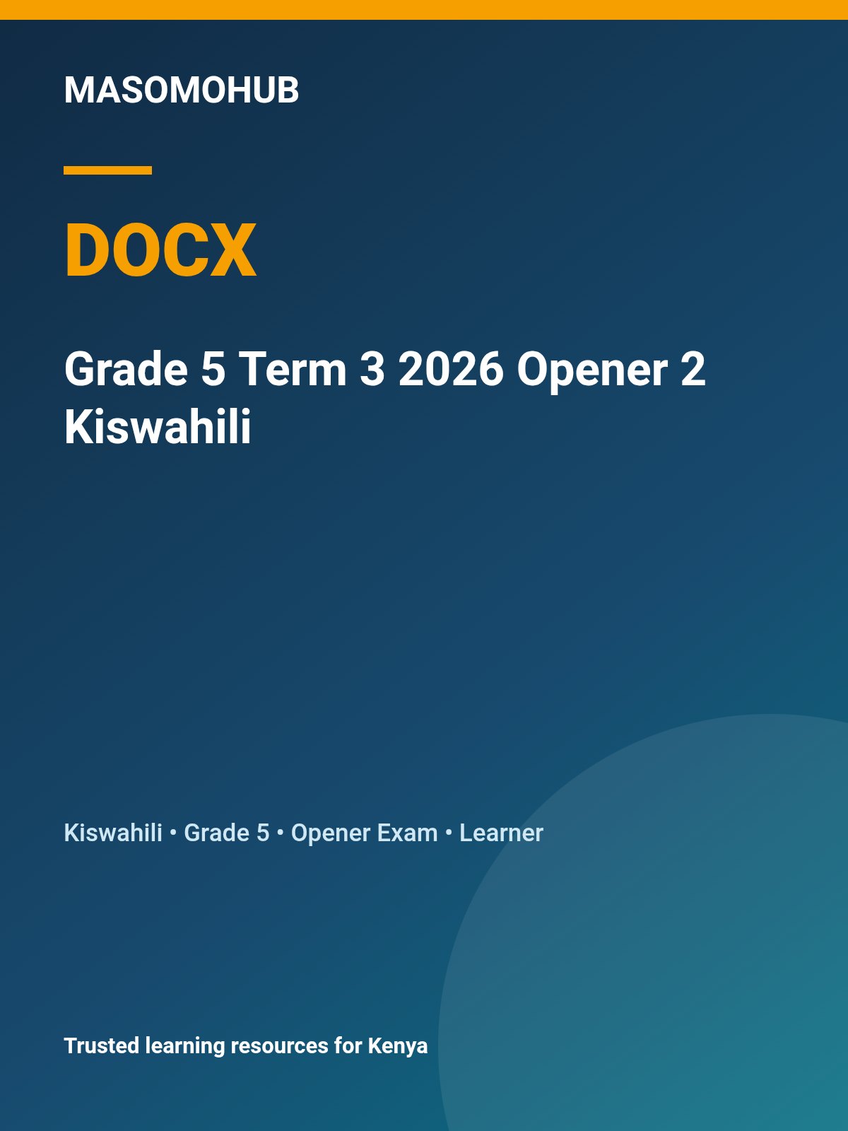 Thumbnail preview of Grade 5 Term 3 2026 Opener 2 Kiswahili