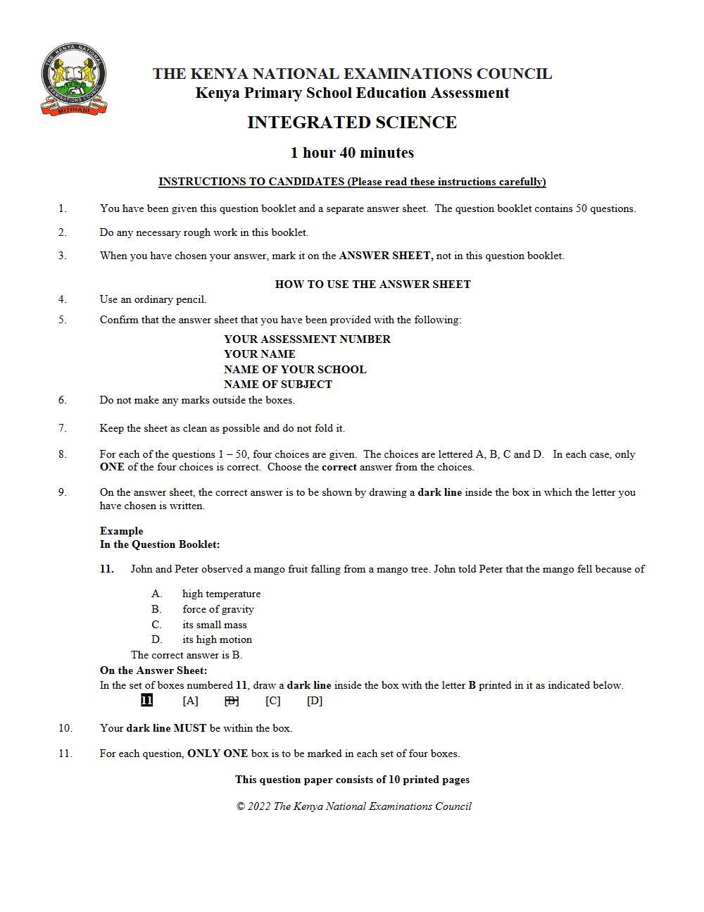 Thumbnail preview of Grade 6 Integrated Sciences KPSEA