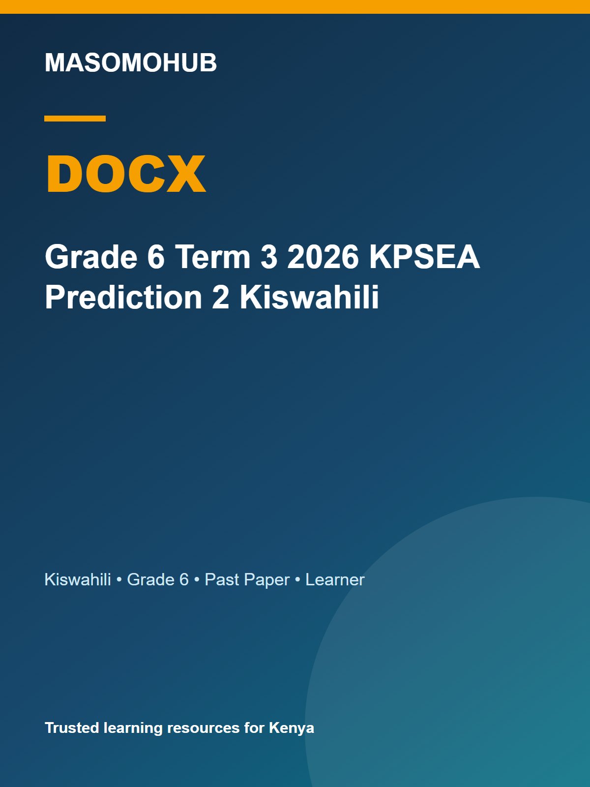 Thumbnail preview of Grade 6 Term 3 2026 KPSEA Prediction 2 Kiswahili