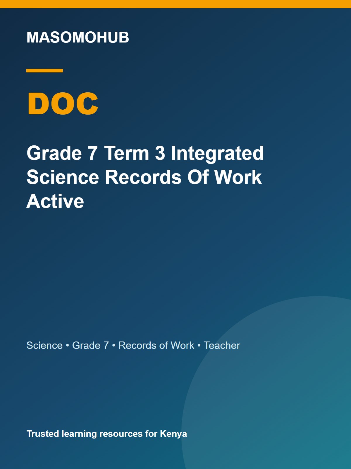 Thumbnail preview of Grade 7 Term 3 Integrated Science Records Of Work Active