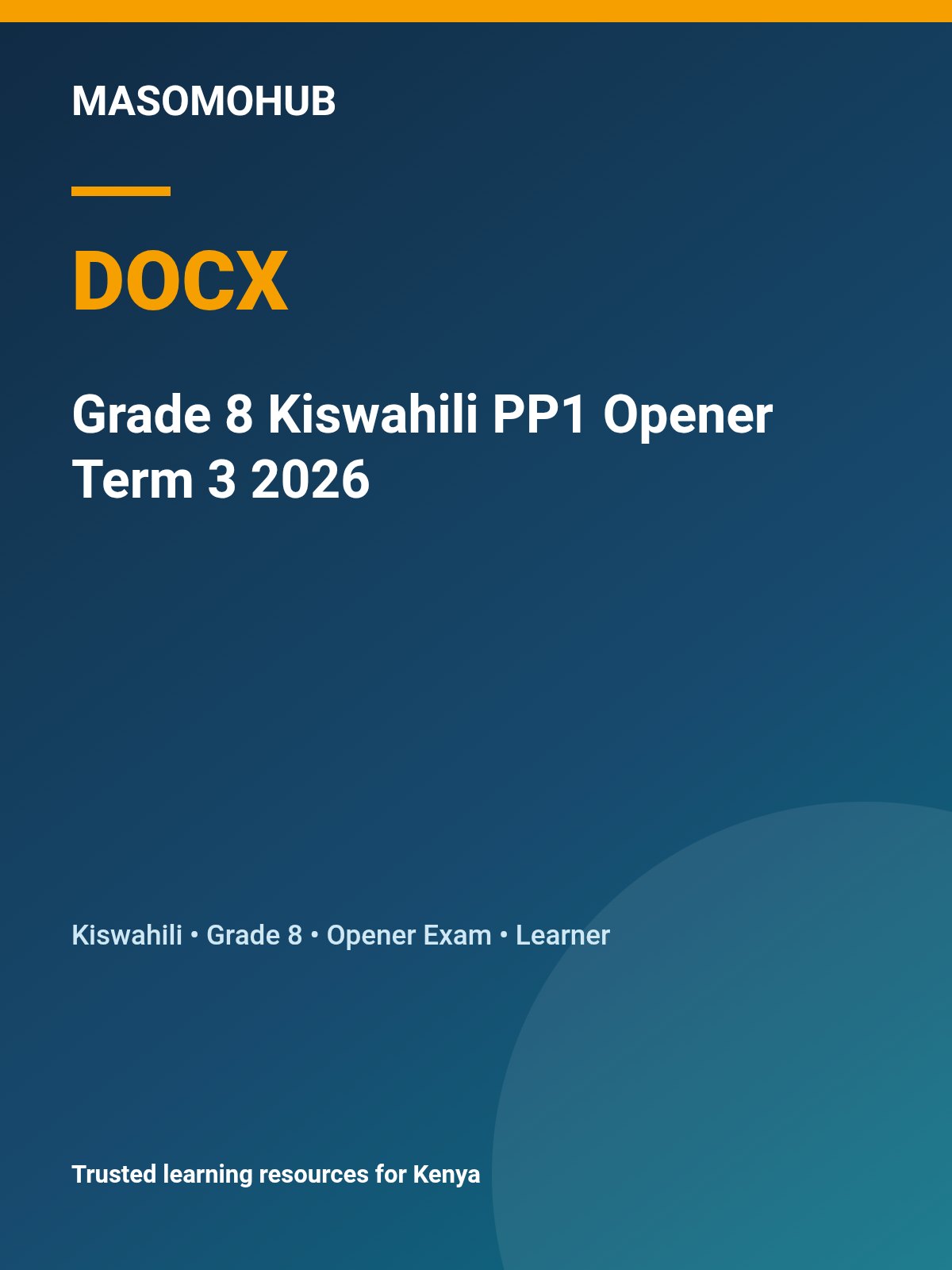 Thumbnail preview of Grade 8 Kiswahili PP1 Opener Term 3 2026
