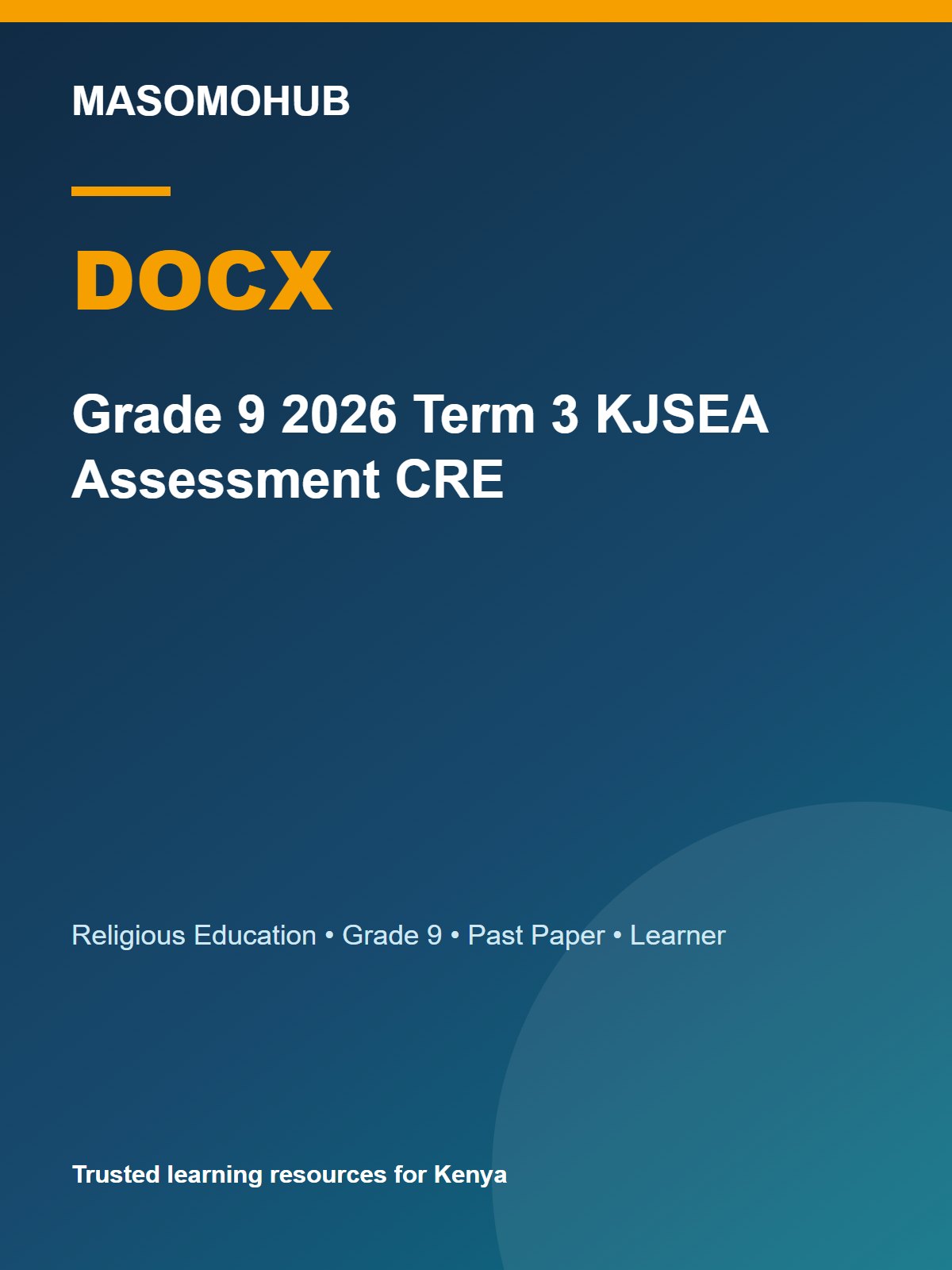Thumbnail preview of Grade 9 2026 Term 3 KJSEA Assessment CRE