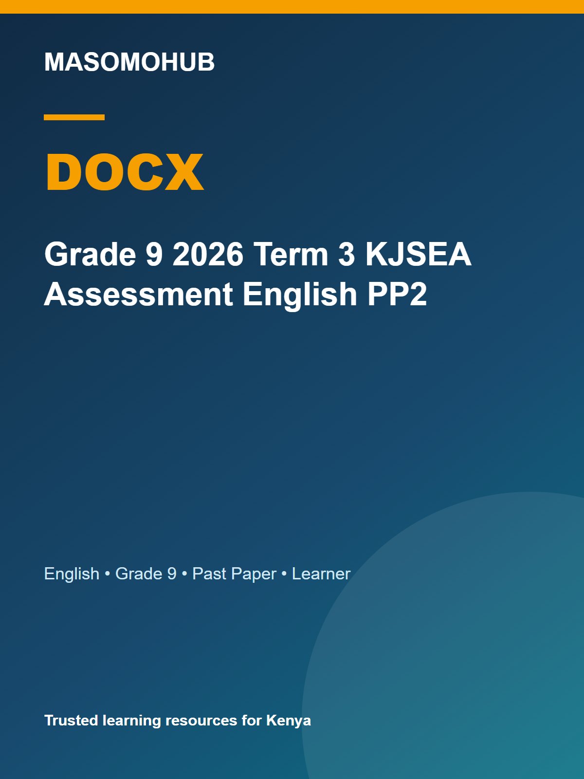 Thumbnail preview of Grade 9 2026 Term 3 KJSEA Assessment English PP2