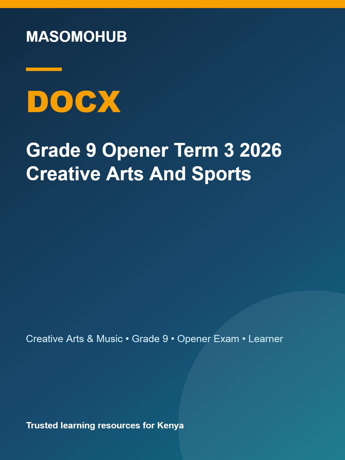 Thumbnail preview of Grade 9 Opener Term 3 2026 Creative Arts And Sports