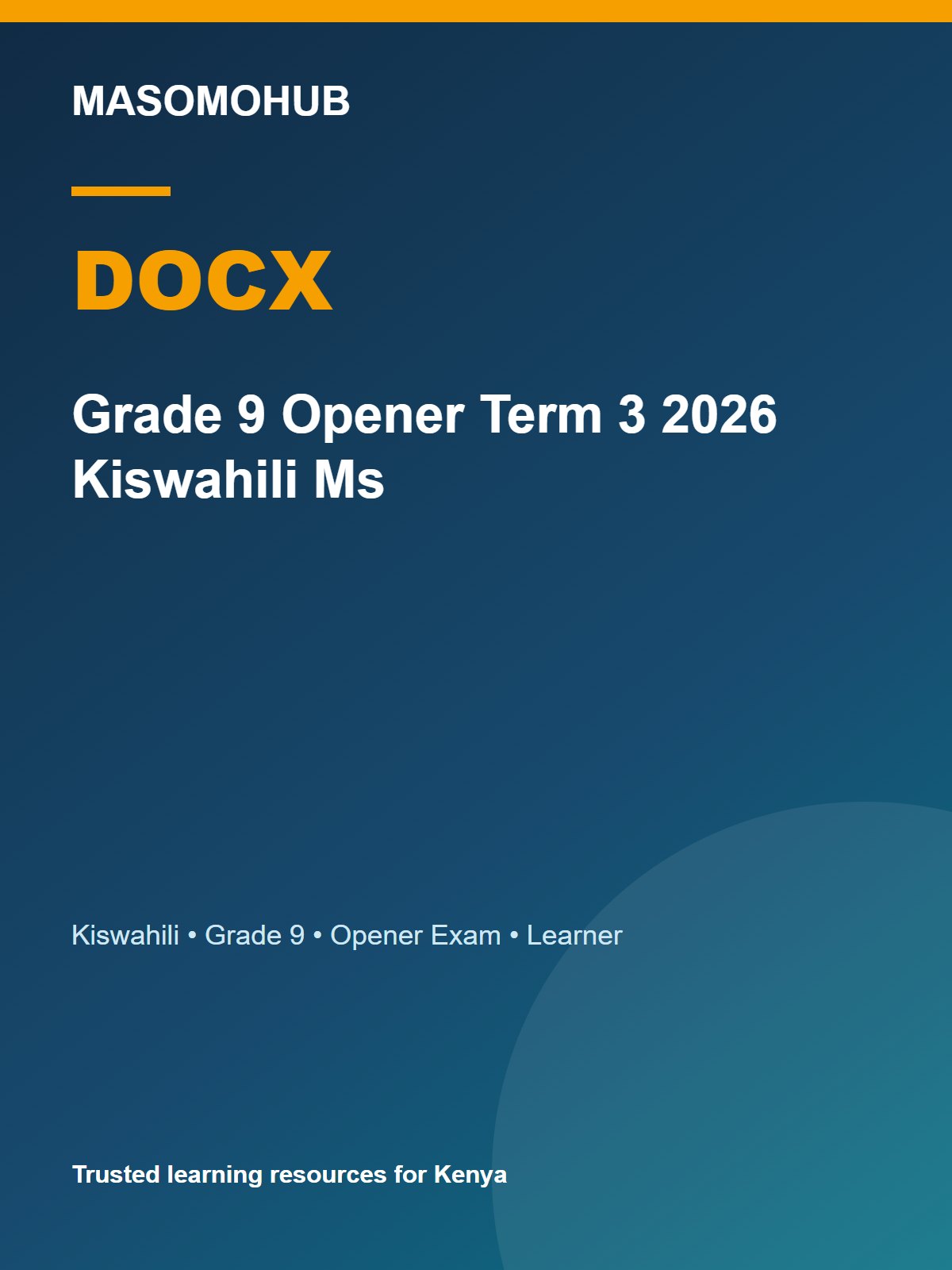 Thumbnail preview of Grade 9 Opener Term 3 2026 Kiswahili Ms
