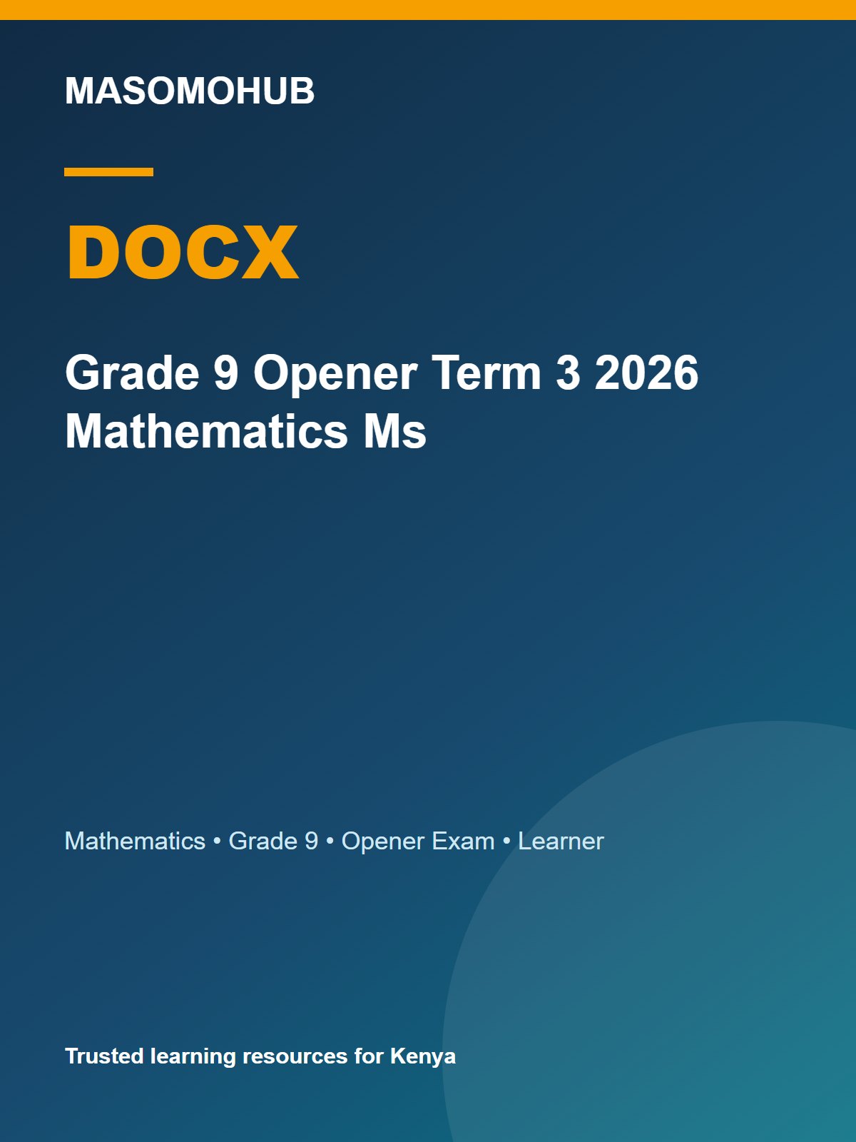 Thumbnail preview of Grade 9 Opener Term 3 2026 Mathematics Ms