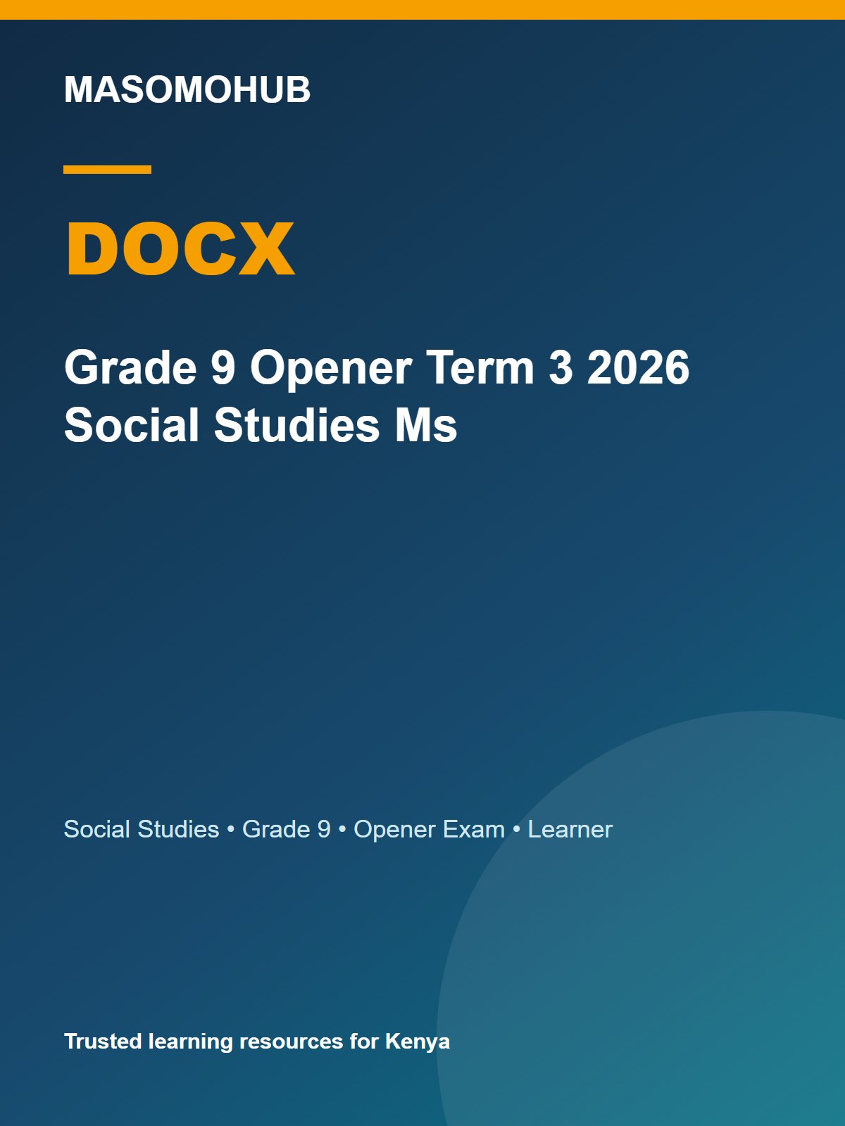 Thumbnail preview of Grade 9 Opener Term 3 2026 Social Studies Ms