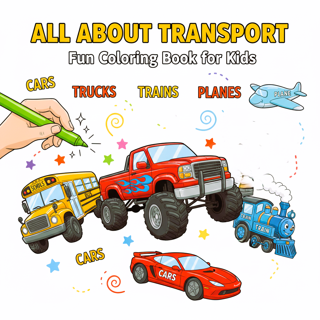 Thumbnail preview of All About Transport Fun Coloring Book