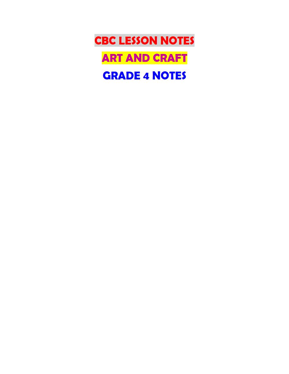 Thumbnail preview of Art Grade 4 Notes