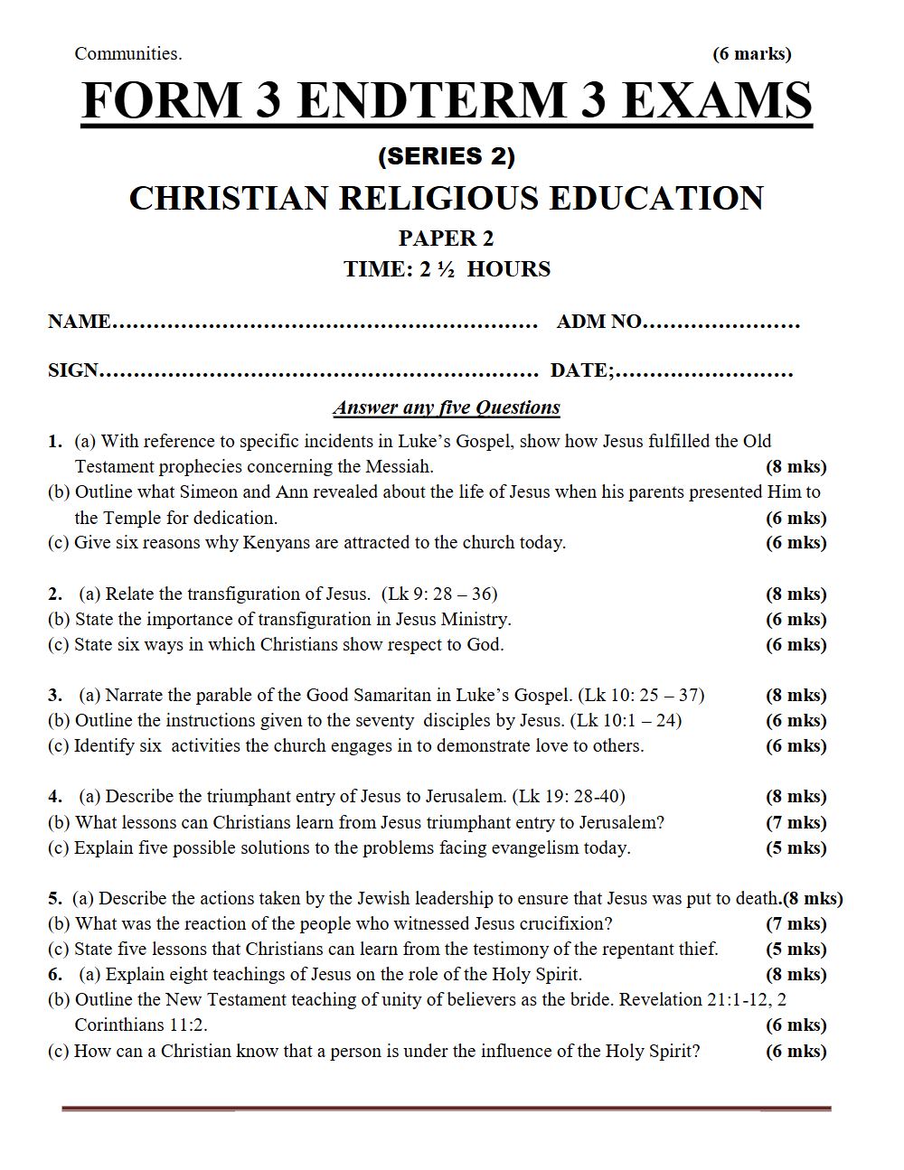 Thumbnail preview of Form 3 CRE Paper 2 Term 3 End Term 2026_2