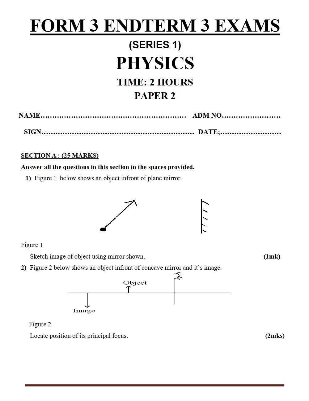 Thumbnail preview of Form 3 Physics Paper 2 Term 3 End Term 2026_1