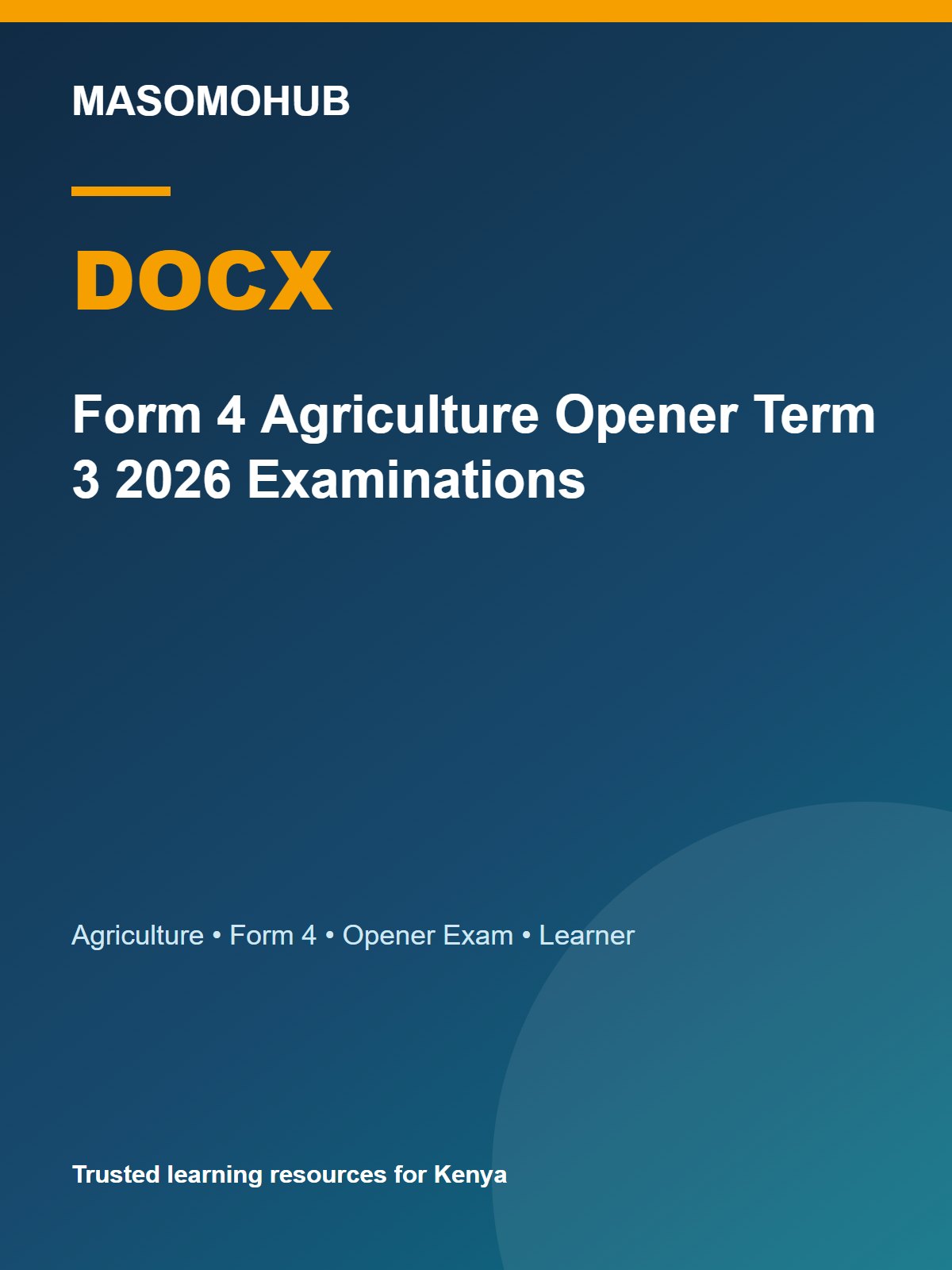 Thumbnail preview of Form 4 Agriculture Opener Term 3 2026 Examinations