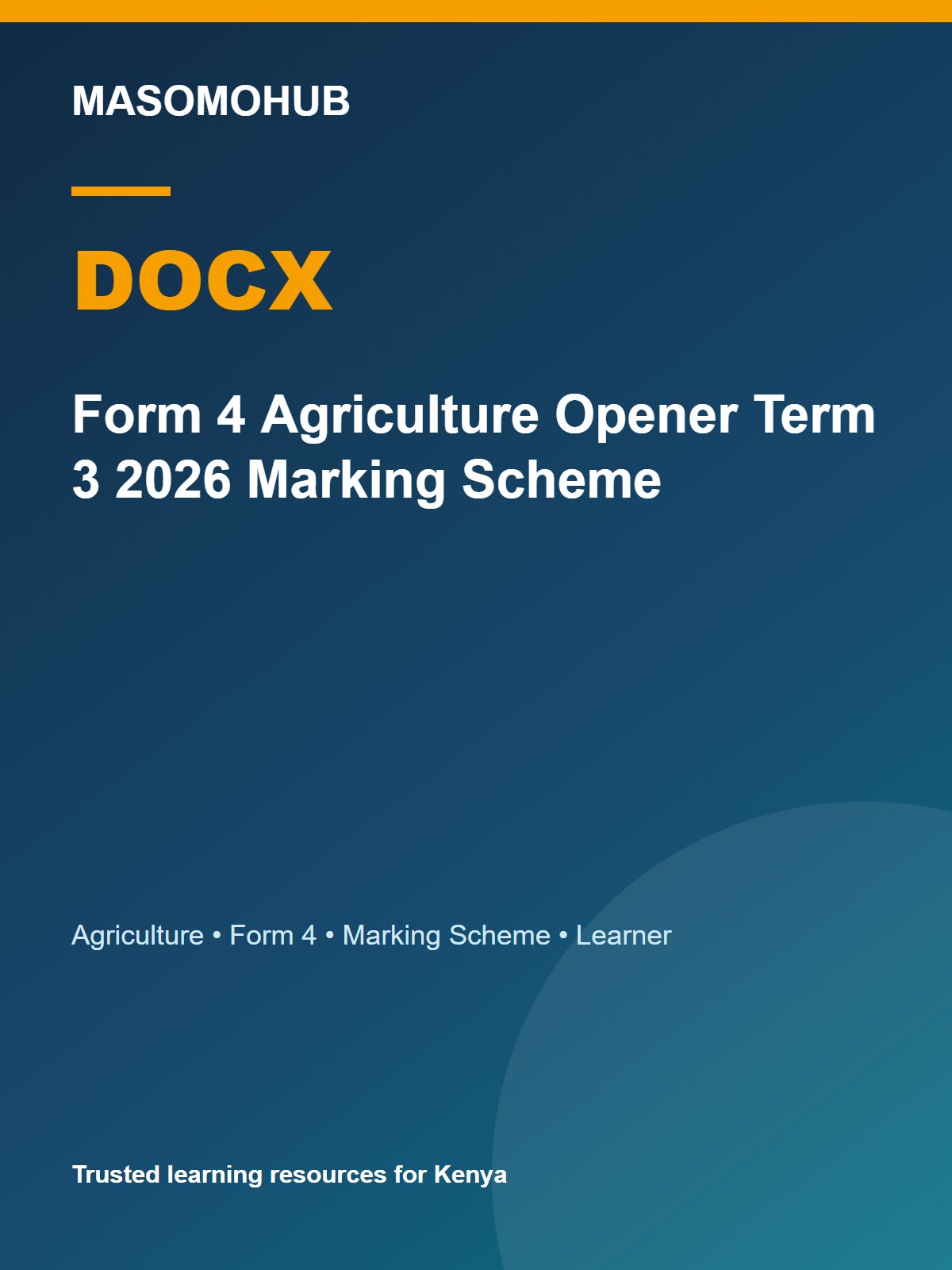 Thumbnail preview of Form 4 Agriculture Opener Term 3 2026 Marking Scheme