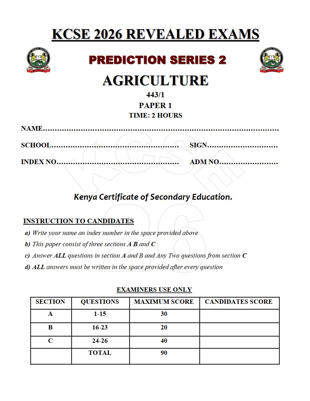 Thumbnail preview of Form 4 Agriculture Paper 1 KCSE Prediction 2026_18