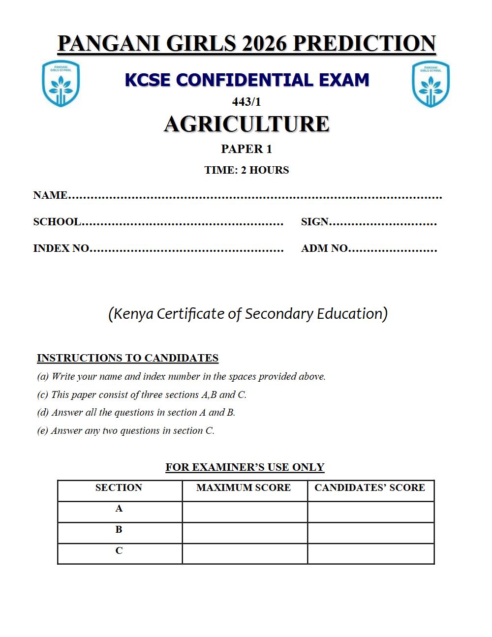 Thumbnail preview of Form 4 Agriculture Paper 1 KCSE Prediction 2026_29