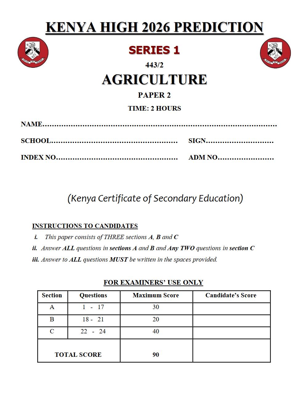 Thumbnail preview of Form 4 Agriculture Paper 2 KCSE Prediction 2026_11