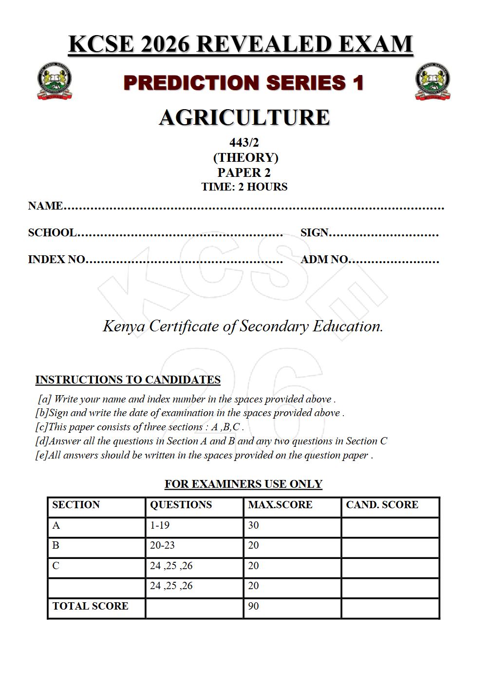 Thumbnail preview of Form 4 Agriculture Paper 2 KCSE Prediction 2026_17