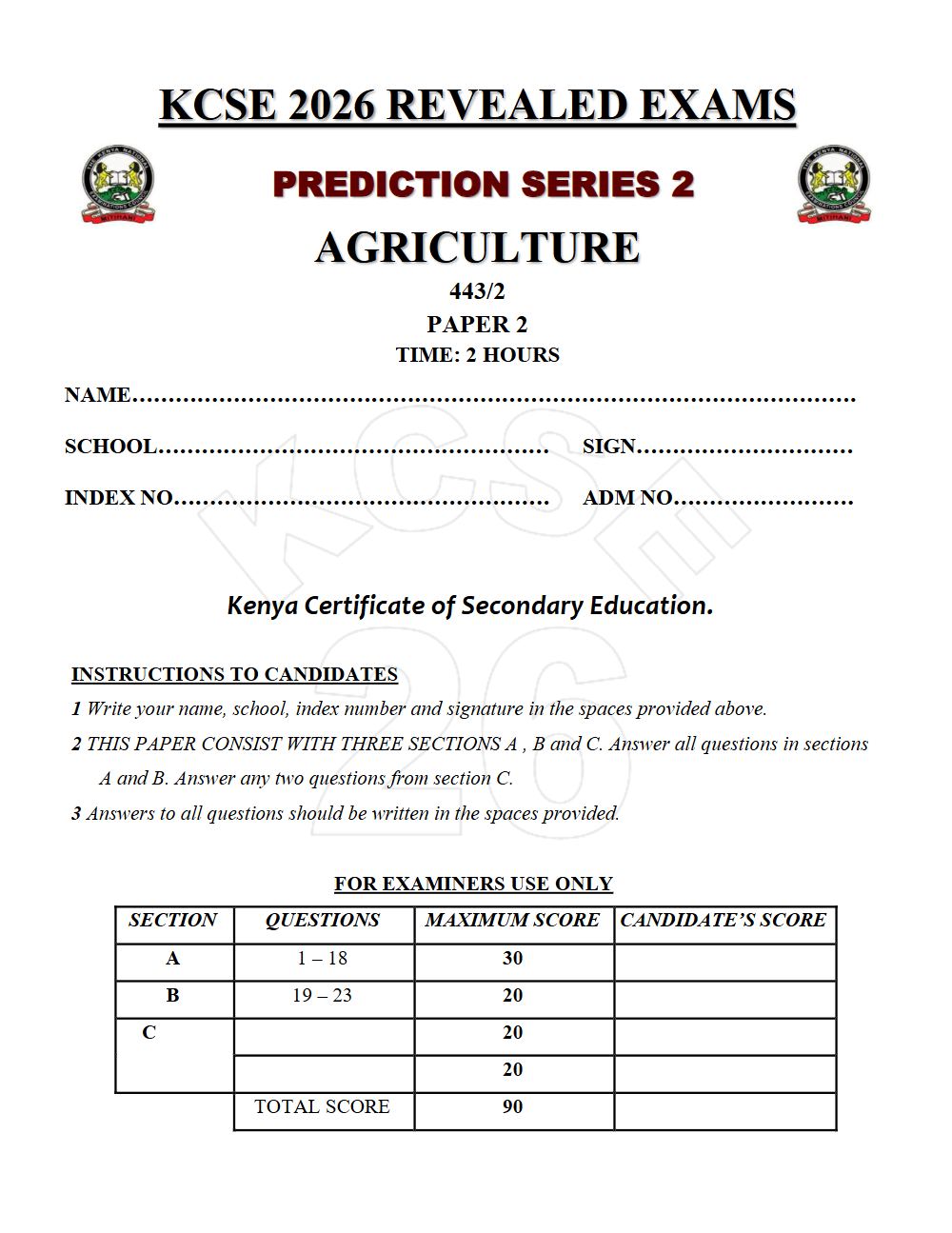 Thumbnail preview of Form 4 Agriculture Paper 2 KCSE Prediction 2026_18