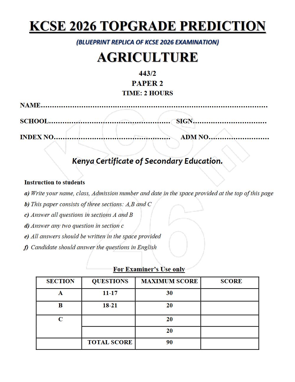 Thumbnail preview of Form 4 Agriculture Paper 2 KCSE Prediction 2026_20