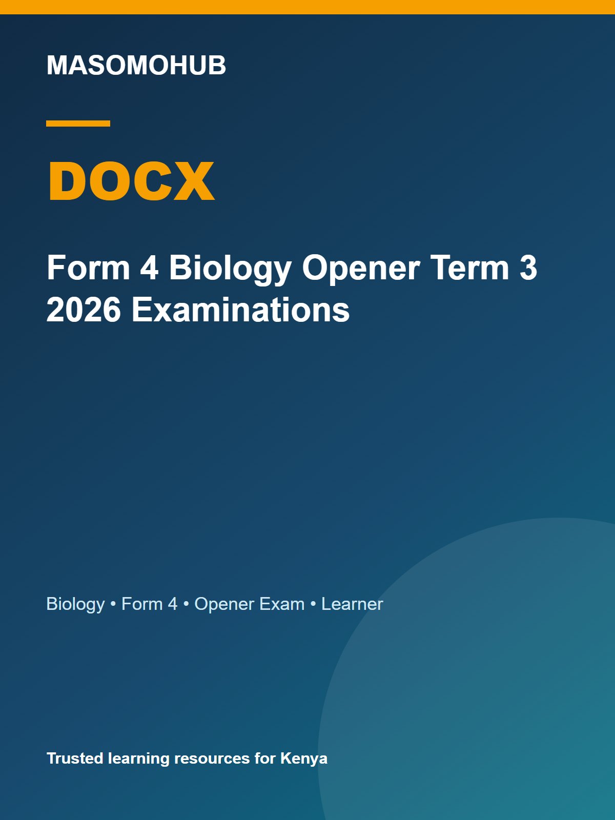 Thumbnail preview of Form 4 Biology Opener Term 3 2026 Examinations