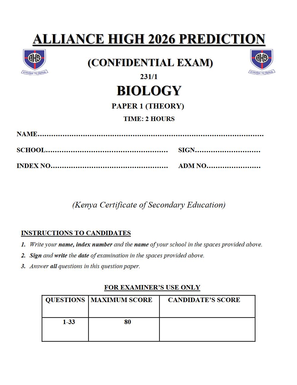 Thumbnail preview of Form 4 Biology Paper 1 KCSE Prediction 2026_5