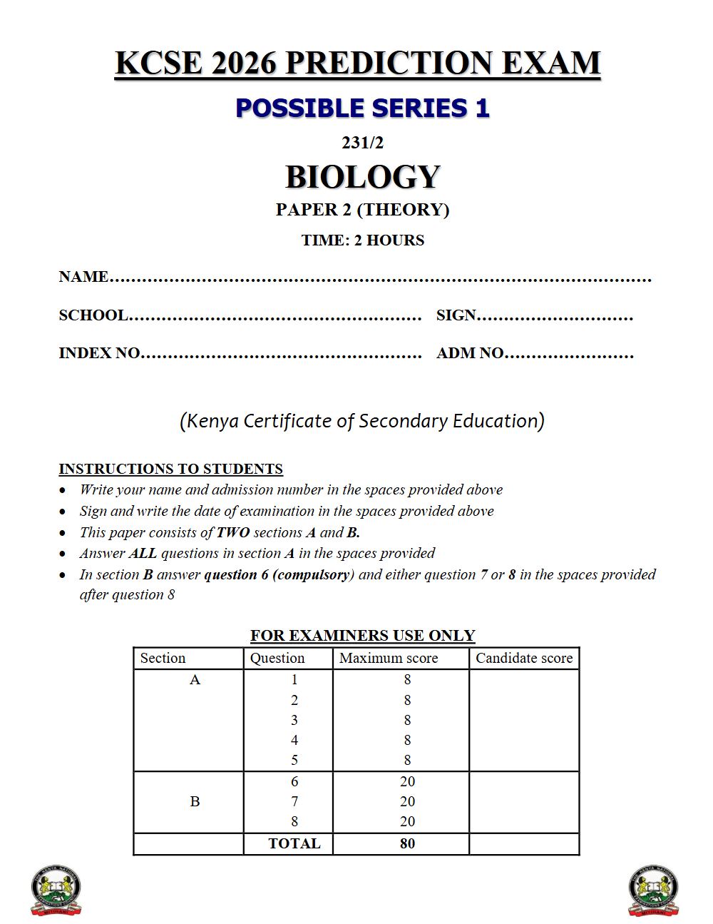 Thumbnail preview of Form 4 Biology Paper 2 KCSE Prediction 2026_14