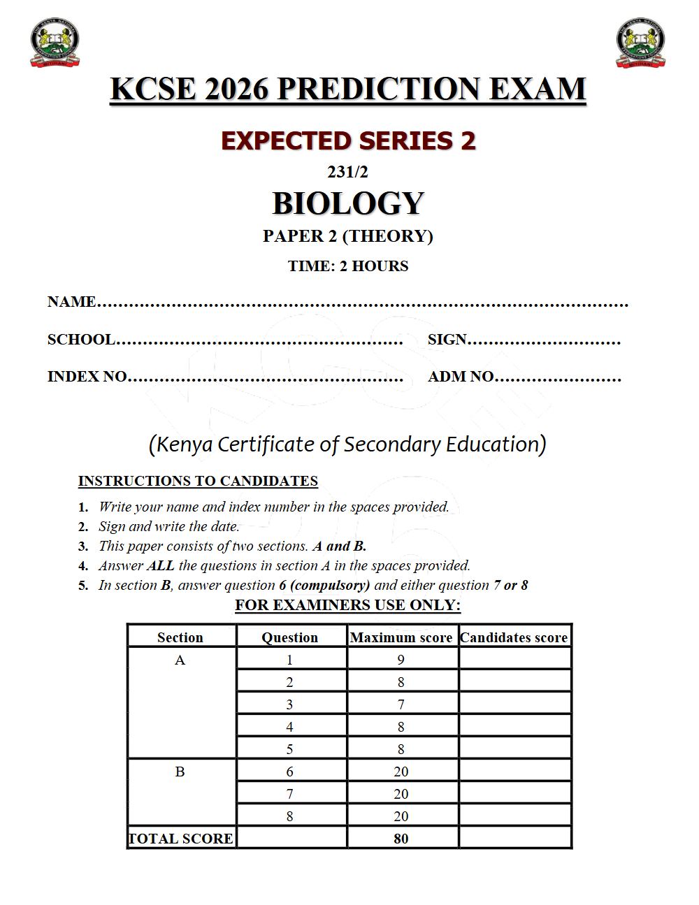 Thumbnail preview of Form 4 Biology Paper 2 KCSE Prediction 2026_15