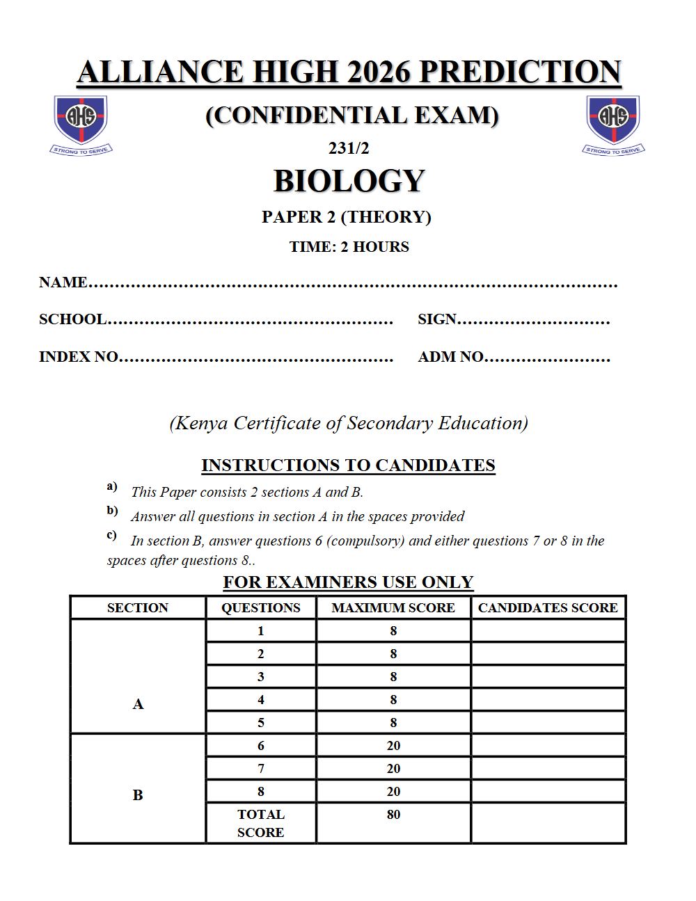 Thumbnail preview of Form 4 Biology Paper 2 KCSE Prediction 2026_5
