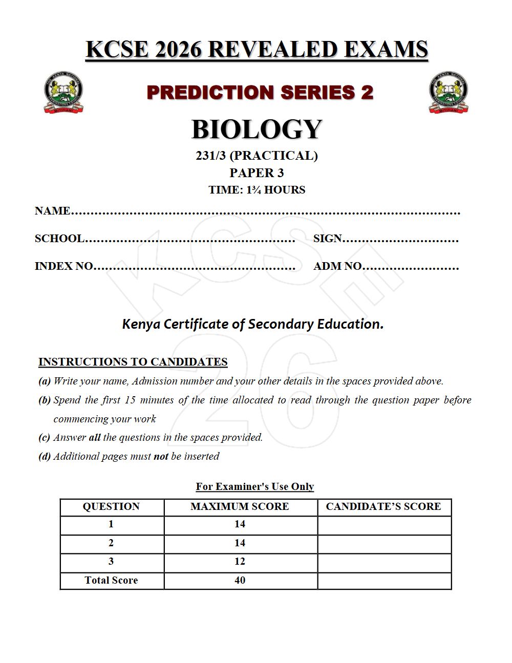 Thumbnail preview of Form 4 Biology Paper 3 KCSE Prediction 2026_18