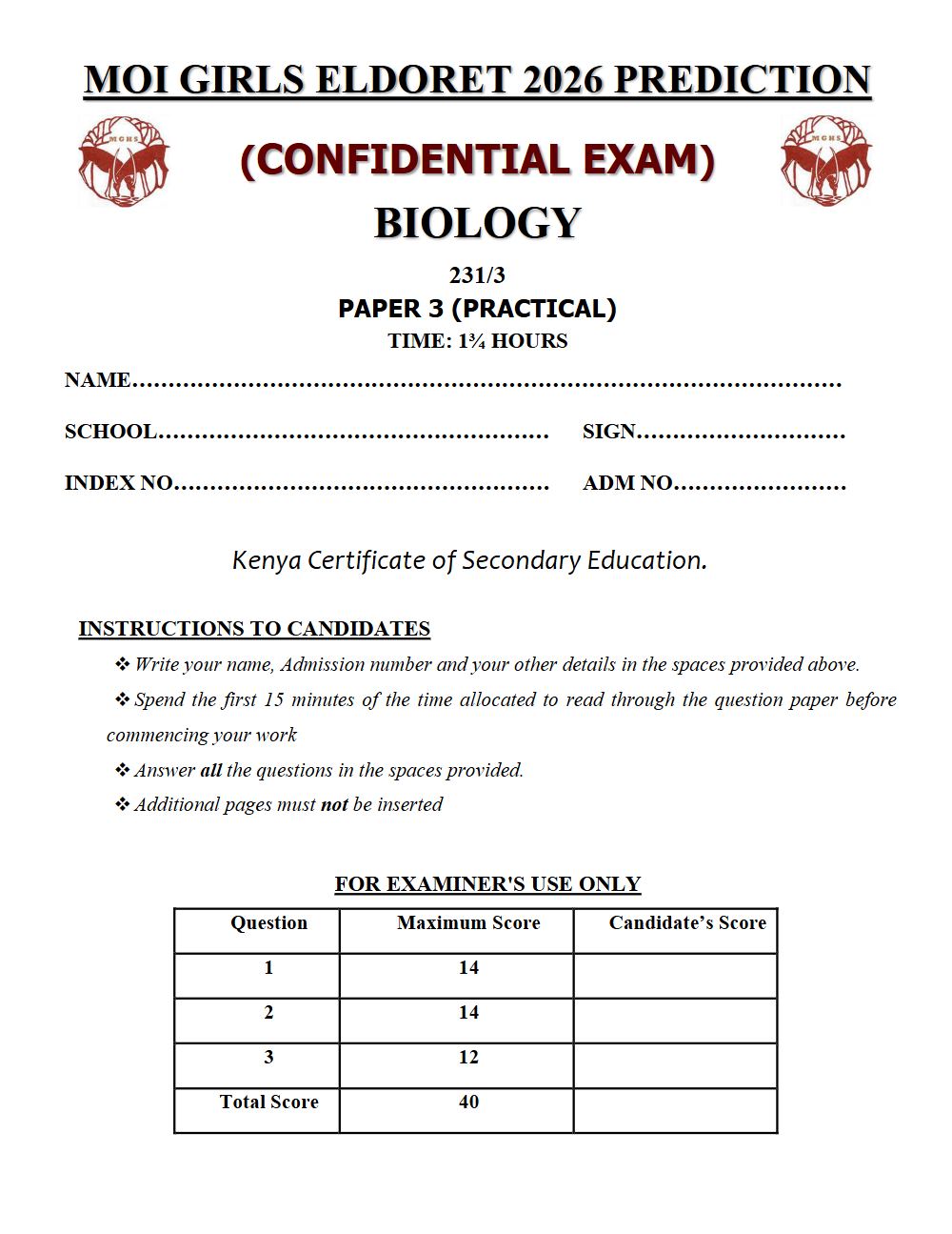 Thumbnail preview of Form 4 Biology Paper 3 KCSE Prediction 2026_24