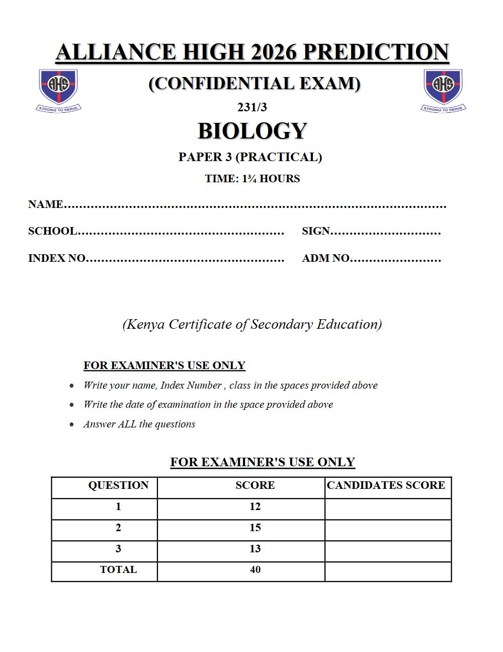 Thumbnail preview of Form 4 Biology Paper 3 KCSE Prediction 2026_5
