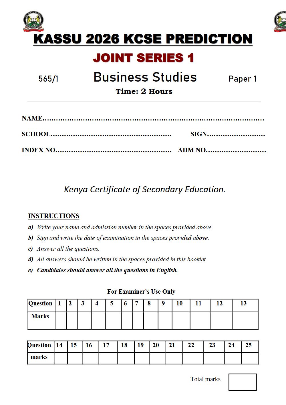 Thumbnail preview of Form 4 Business Studies Paper 1 KCSE Prediction 2026_10