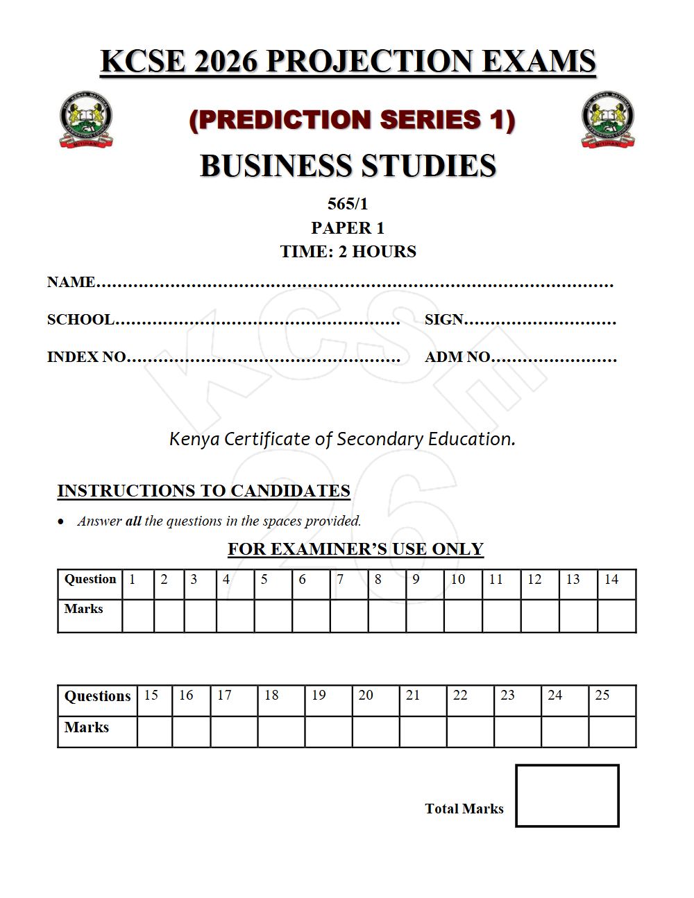 Thumbnail preview of Form 4 Business Studies Paper 1 KCSE Prediction 2026_16