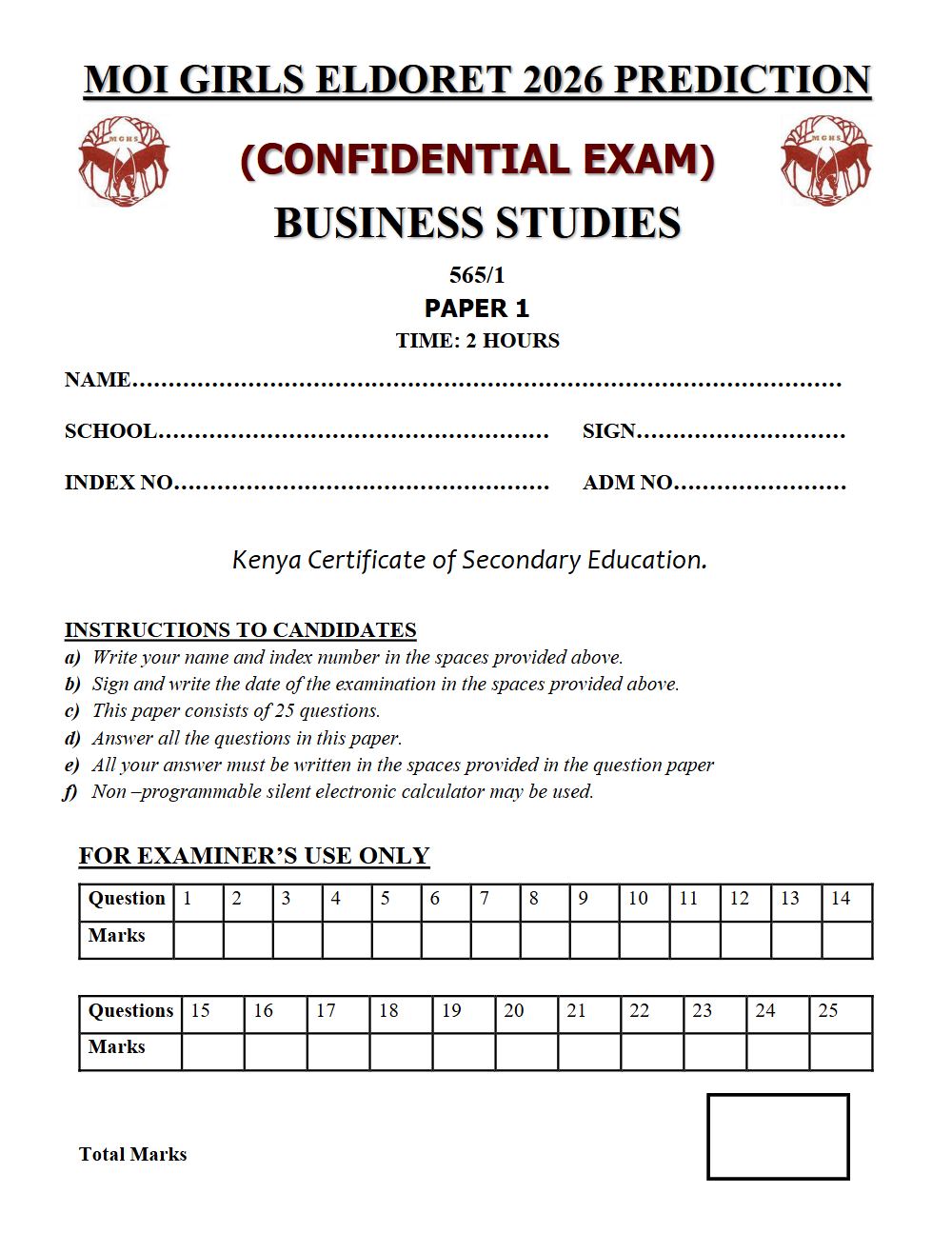 Thumbnail preview of Form 4 Business Studies Paper 1 KCSE Prediction 2026_24